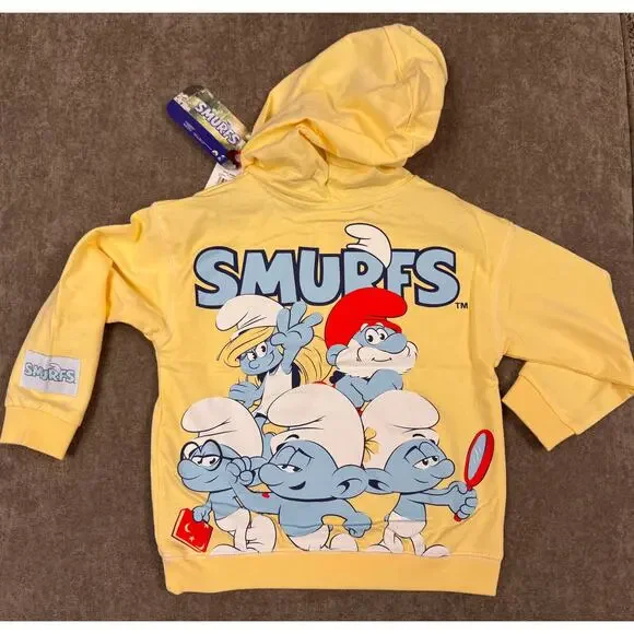 Smurfs Unisex Kids Hooded Shirt / Hoodie - Yellow  - Size 4T - NWT - In poly bag - Picture 3 of 8